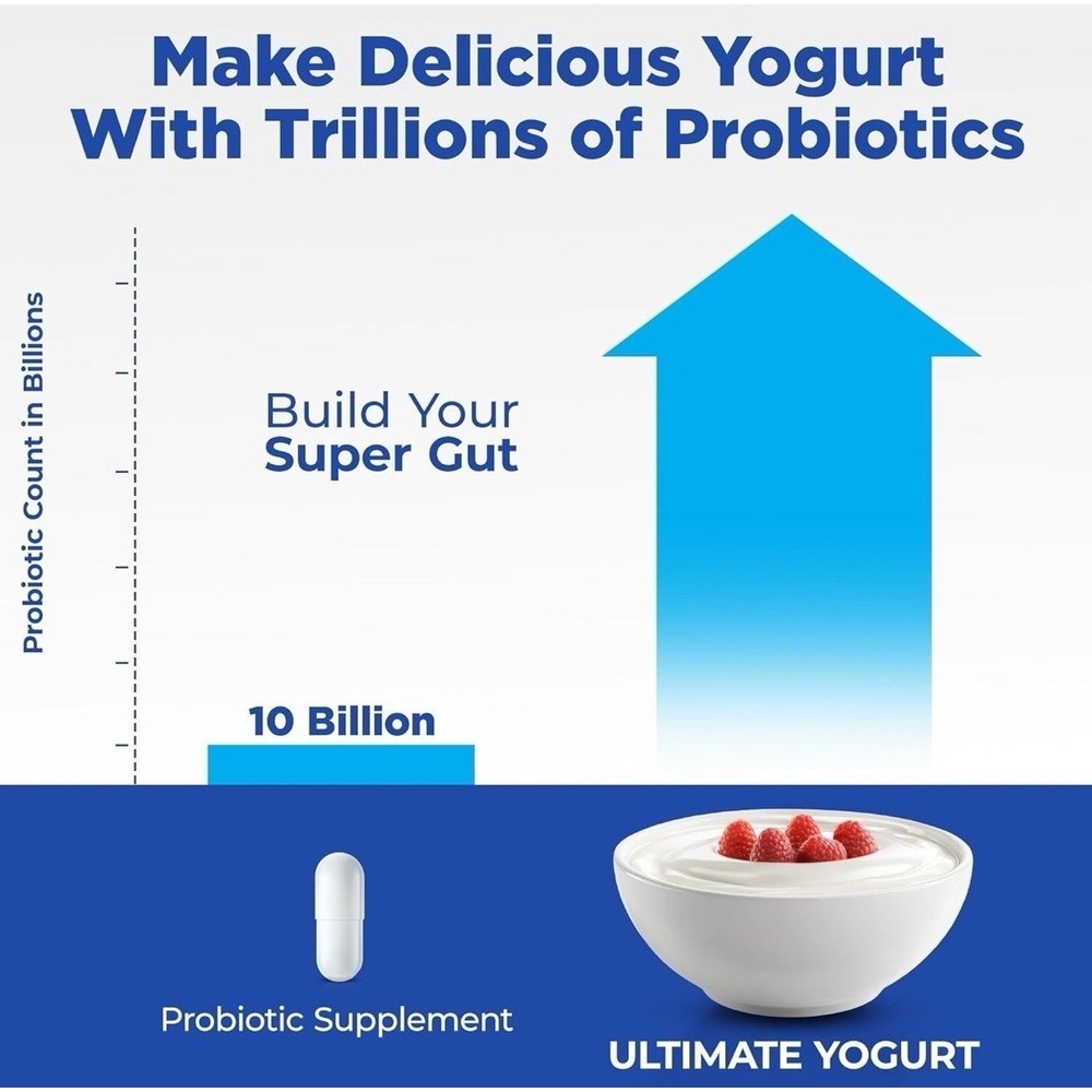 Ultimate Probiotic Yogurt Maker XL Adjustable Temperature & Time 12 Glass Jars - Picture 5 of 6